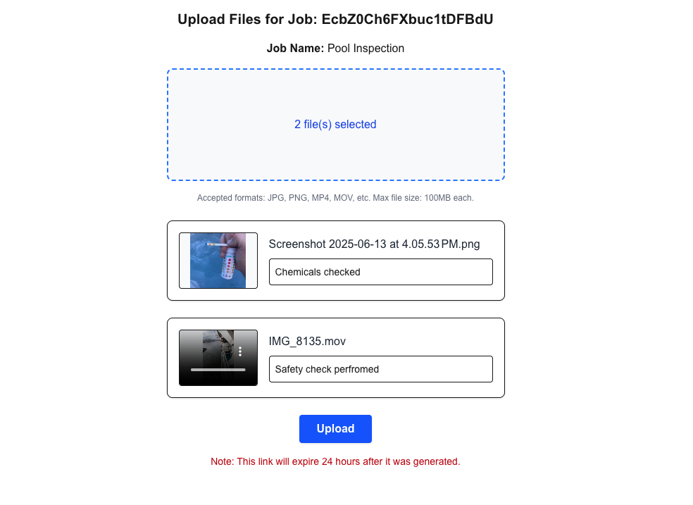 Workflow Step 2: Customer Submits Video