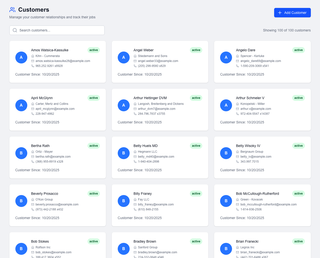 Manage customers and their jobs